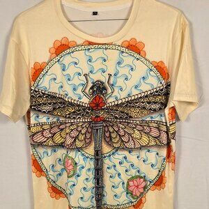 Colorful Dragonfly Double-Sided Graphic T-Shirt